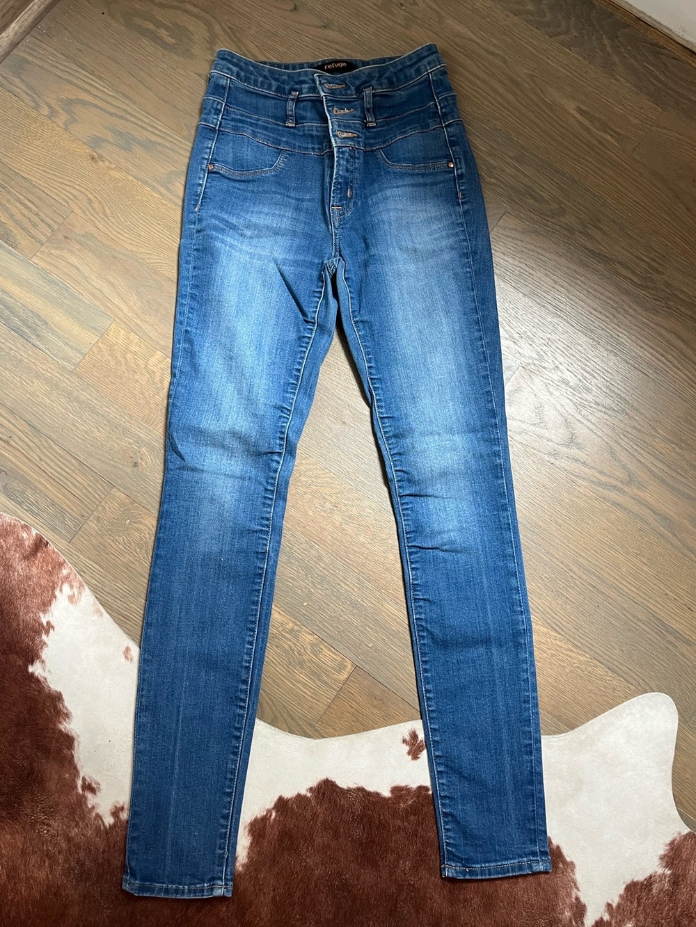 refuge Dark Wash High-Rise Skinny Jeans